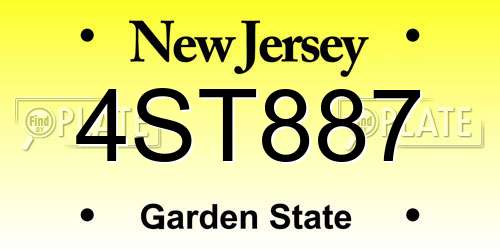 4ST887 New Jersey License Plate