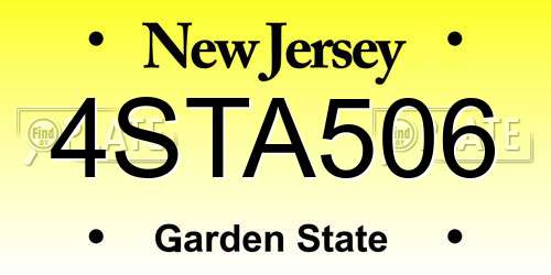 4STA506 New Jersey License Plate