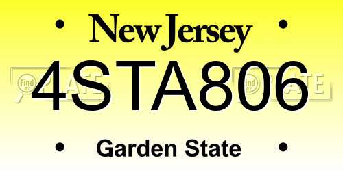 4STA806 New Jersey License Plate