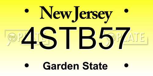 4STB57 New Jersey License Plate