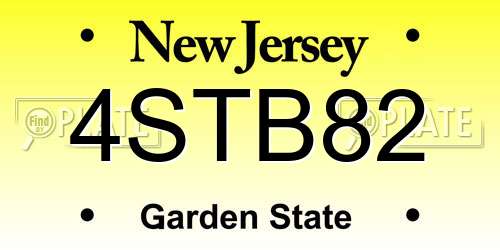 4STB82 New Jersey License Plate