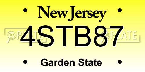 4STB87 New Jersey License Plate