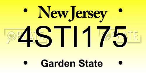 4STI175 New Jersey License Plate