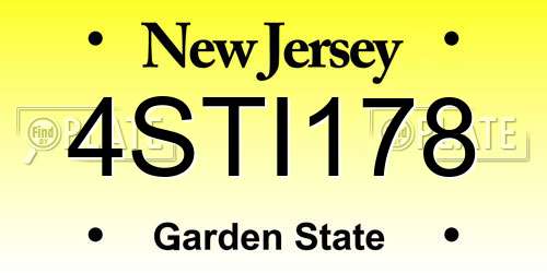4STI178 New Jersey License Plate