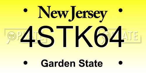 4STK64 New Jersey License Plate