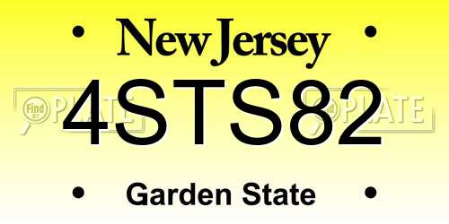 4STS82 New Jersey License Plate