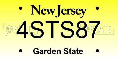 4STS87 New Jersey License Plate