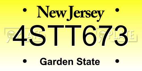 4STT673 New Jersey License Plate