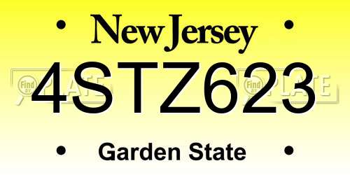 4STZ623 New Jersey License Plate