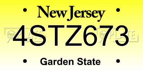 4STZ673 New Jersey License Plate