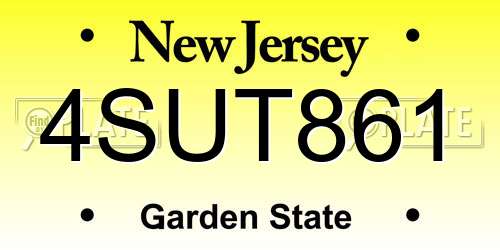 4SUT861 New Jersey License Plate
