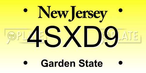4SXD9 New Jersey License Plate