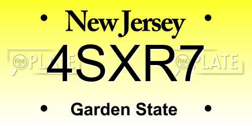 4SXR7 New Jersey License Plate