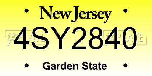 4SY2840 New Jersey License Plate