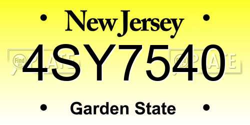 4SY7540 New Jersey License Plate