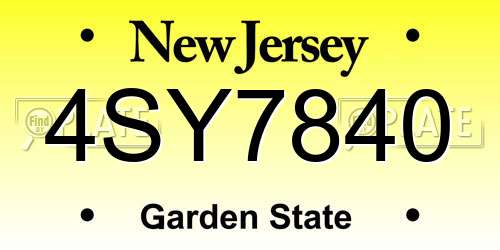 4SY7840 New Jersey License Plate