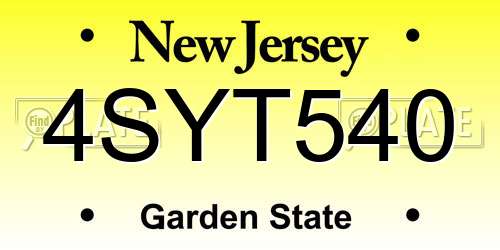 4SYT540 New Jersey License Plate