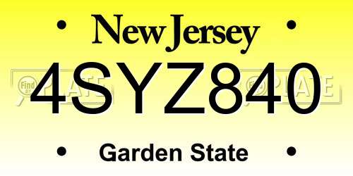 4SYZ840 New Jersey License Plate