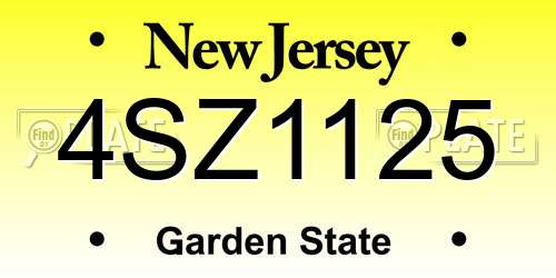 4SZ1125 New Jersey License Plate
