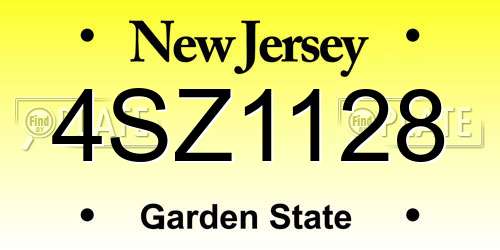 4SZ1128 New Jersey License Plate