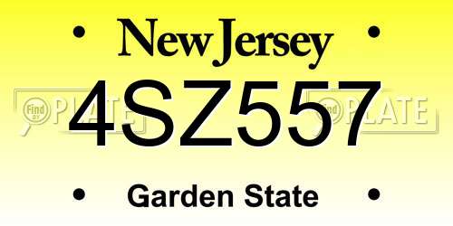 4SZ557 New Jersey License Plate