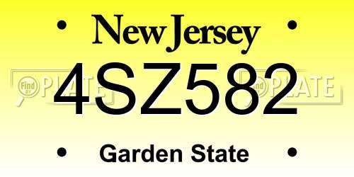 4SZ582 New Jersey License Plate