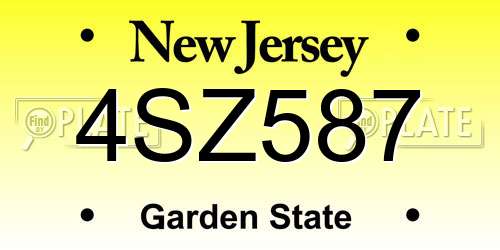 4SZ587 New Jersey License Plate