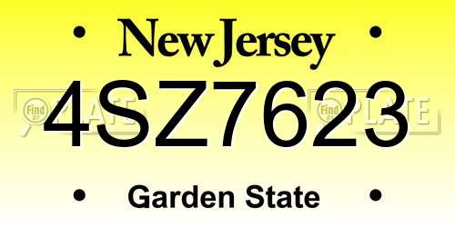 4SZ7623 New Jersey License Plate