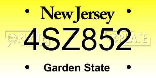 4SZ852 New Jersey License Plate