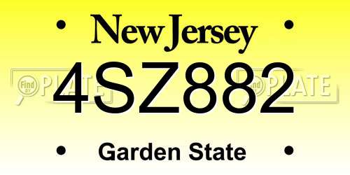 4SZ882 New Jersey License Plate