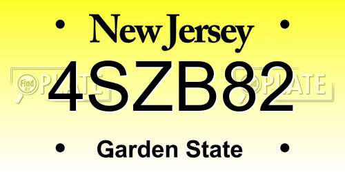 4SZB82 New Jersey License Plate