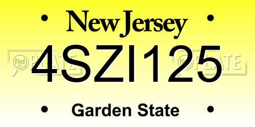 4SZI125 New Jersey License Plate