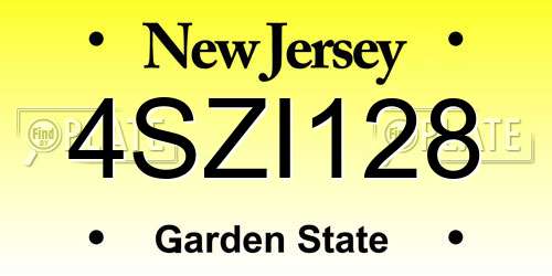 4SZI128 New Jersey License Plate