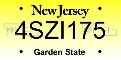 4SZI175 New Jersey License Plate