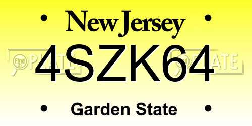 4SZK64 New Jersey License Plate
