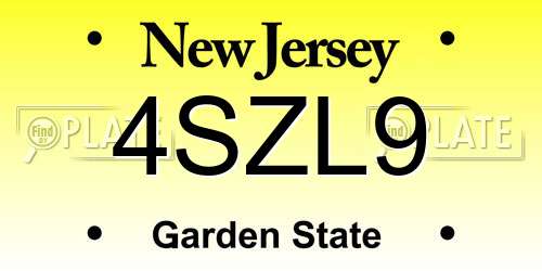 4SZL9 New Jersey License Plate