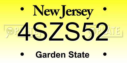4SZS52 New Jersey License Plate