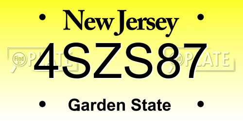 4SZS87 New Jersey License Plate