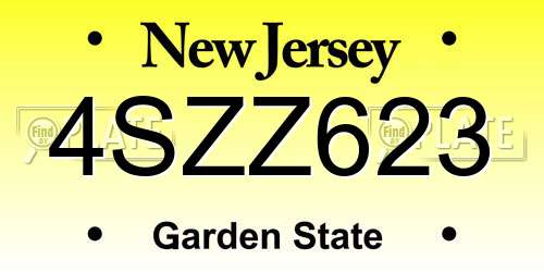 4SZZ623 New Jersey License Plate