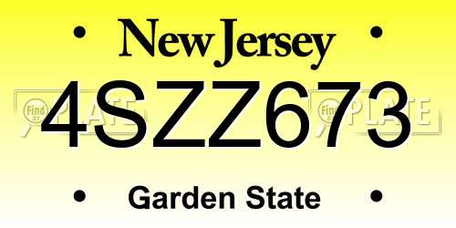 4SZZ673 New Jersey License Plate