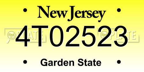 4T02523 New Jersey License Plate
