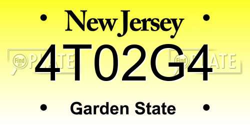 4T02G4 New Jersey License Plate