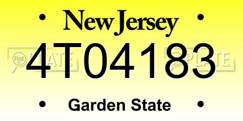 4T04183 New Jersey License Plate