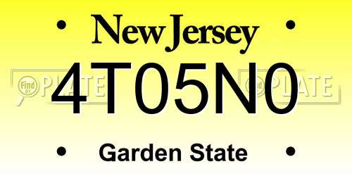 4T05N0 New Jersey License Plate