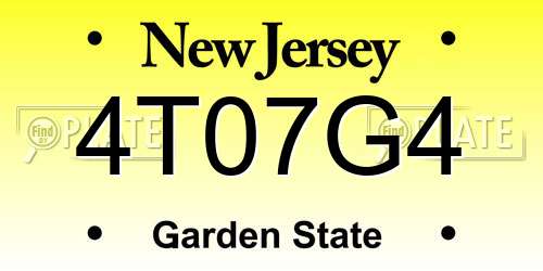 4T07G4 New Jersey License Plate