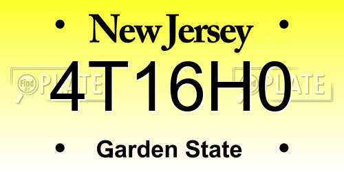 4T16H0 New Jersey License Plate