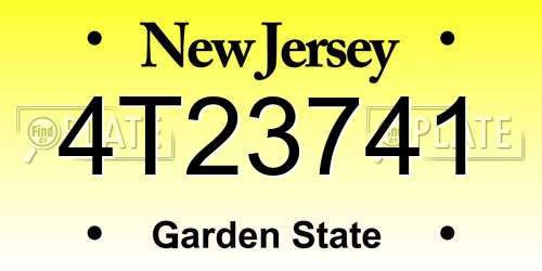 4T23741 New Jersey License Plate