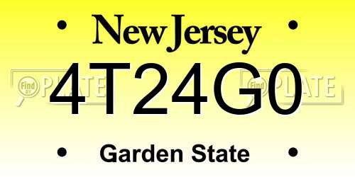 4T24G0 New Jersey License Plate