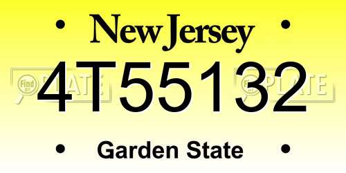 4T55132 New Jersey License Plate