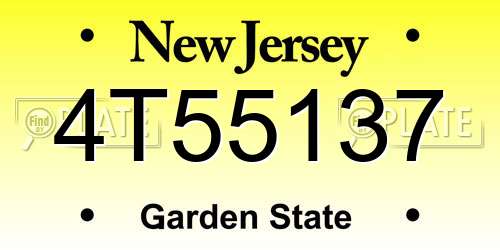 4T55137 New Jersey License Plate